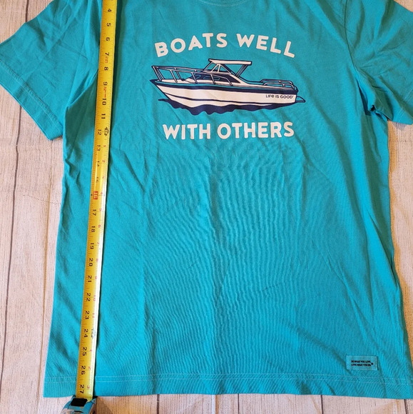 Life is Good Men's •Medium• Turquoise Crusher Cotton Soft Boat themed Tee - Picture 6 of 7